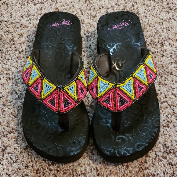 Blazin Roxx Shoes - LOWEST PRICE-Beaded Flip-Flop Wedges